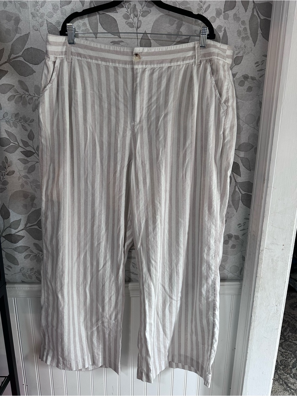 torrid Beige and White Striped Wide Leg Pants